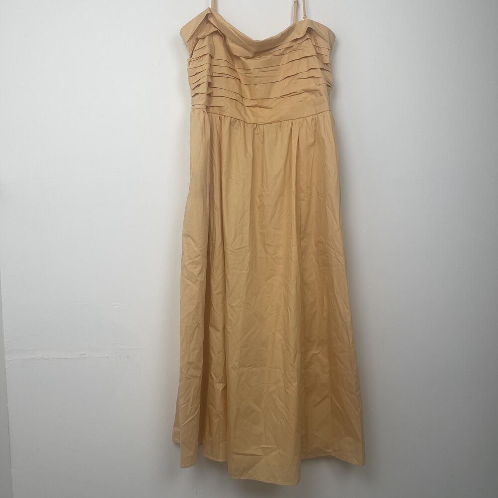 NEW Abercrombie & Fitch Size L Maxi Dress Peach Poplin Sundress Coquette Ruched